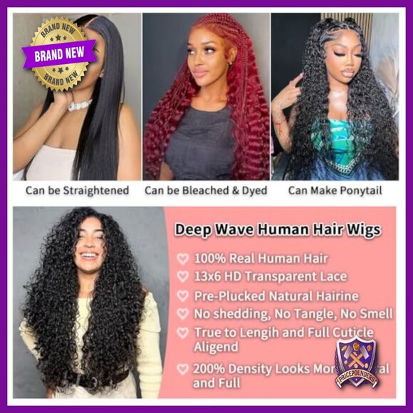 13x6 Deep Wave Lace Front Wig 30 Inch Human Hair HD Lace Glueless Pre Plucked main image 6